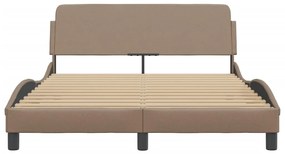 Estrutura cama cabeceira 120x200 cm couro artificial cappuccino