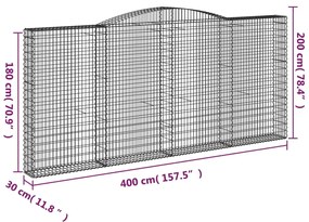 Cesto gabião arqueado 400x30x180/200 cm ferro galvanizado