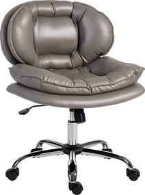 HOMCOM Cadeira de Escritório com Rodas Cadeira para Secretária com Função Baloiço Assento Amplo Sem Braços 60x65x83-93 cm Cinza Escuro | Aosom Portugal