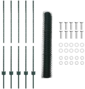 Postes para Cerca vidaXL 5 pcs U-Channel Verde 120 cm Aço