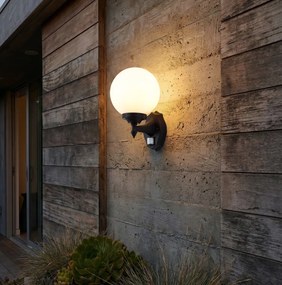 Candeeiro de Parede Exterior Clássico Preto com Vidro Opal IP44 com Sensor de Movimento - Champs