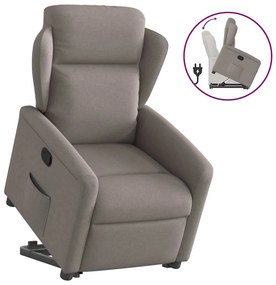 vidaXL Poltrona reclinável elevatória tecido cinzento-acastanhado