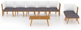 8 pcs conjunto lounge de jardim com almofadões acácia maciça