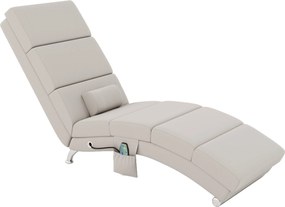 Poltrona relaxante de sala, com função de massagem e aquecimento, com comando à distância e almofada, tecido com efeito de linho, cor creme