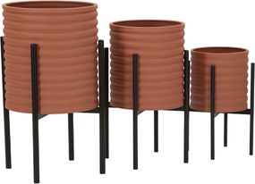 CONJUNTO DE 3 VASOS MILLY VERMELHO TIJOLO Ø 36X56,5-30X48,5-24X37,5 CM (PLANTAS NÃO INCLUIDAS)