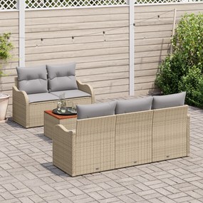 Conjunto de Sofá de Jardim vidaXL de 6 Peças com Almofadas Bege de Rat