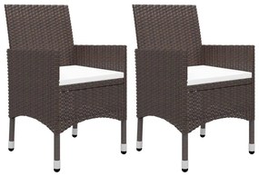 3 pcs conjunto de jantar para jardim vime PE e vidro castanho