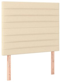 Cama box spring c/ colchão e LED 90x190 cm tecido cor creme