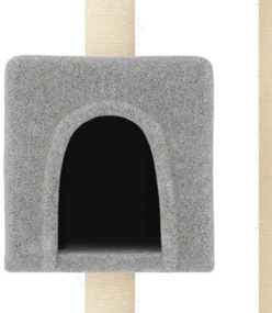 Árvore p/ gatos c/ postes arranhadores sisal 104 cm cinza-claro