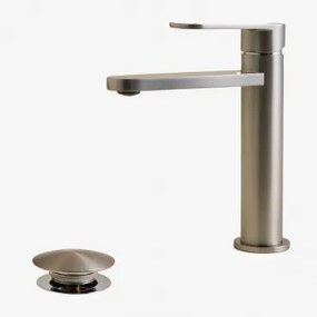 Conjunto De Torneira De Pia De Latão Alameda E Válvula De Drenagem De Pia Click-clack De Aço Inoxidável E Latão Orveta. ↑20 Cm & Válvula Sem Transbord