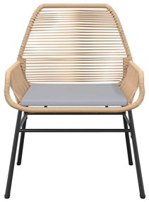 Conjunto jantar jardim 7 peças almofadas vidro vime PE castanho