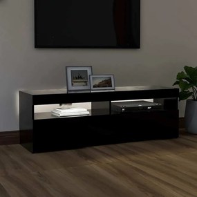 Móvel de TV com luzes LED 120x35x40 cm preto