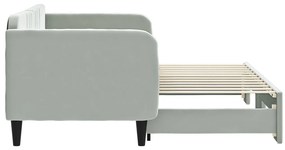 Sofá-cama com gavetão 80x200 cm veludo cinzento-claro