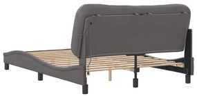 Estrutura de cama c/ luzes LED 120x200cm couro artificial cinza
