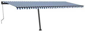 Toldo autom. c/ LED e sensor de vento 600x350 cm azul/branco