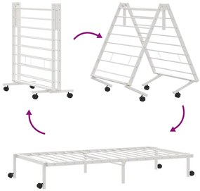 Estrutura de cama sem colchão Dobrável 100x200 cm aço branco