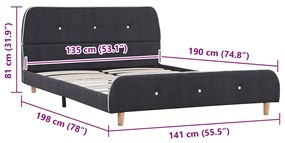 Estrutura de cama sem colchão 135x190 cm tecido cinzento-escuro