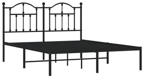 Estrutura de cama em metal com cabeceira 150x200 cm preto