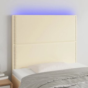 vidaXL Cabeceira cama c/ LED 100x5x118/128 cm couro artificial crème