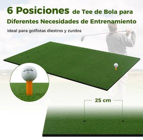 Tapete de golfe de relva sintética 3 em 1, 2 bastões de alinhamento 152 x 117 x 2,5 cm Verde