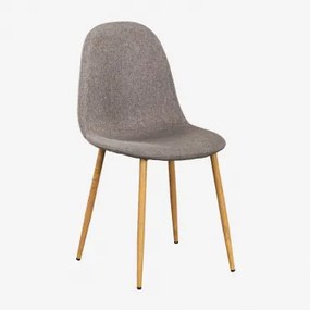 Pack De 2 Cadeiras De Jantar Glamm Madeira Natural & Linho Cinzento Taupe & Linho - Sklum