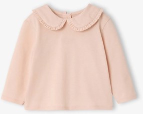 Camisola de mangas compridas, com gola Claudine, para bebé rosa-pálido