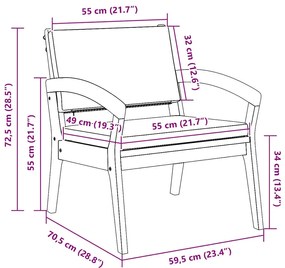 Cadeiras de Jardim vidaXL 2 pcs 59,5x70,5x72,5 cm Madeira Sólida de Ac