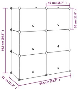 Sapateira 84,5x31x93,5 cm PP preto