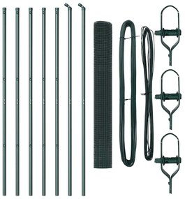 Conjunto de Poste de Cerca Conjunto de 2 Verde Metal 10 x 1 m