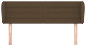 Cabeceira de cama c/ abas tecido 147x23x78/88cm castanho-escuro