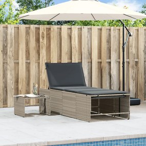 Espreguiçadeiras modulares com mesa 2 pcs vime PE cinzento-claro