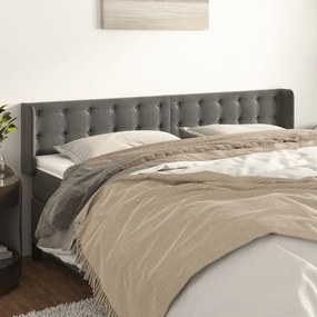 Cabeceira de cama c/ abas veludo 183x16x78/88cm cinzento-escuro