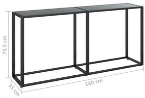 Mesa consola preto 160x35x75,5 cm vidro temperado