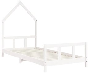 Estrutura de cama infantil 90x200 cm pinho maciço branco