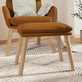 vidaXL Apoio de pés 45x29,5x35 veludo castanho