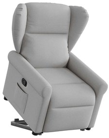vidaXL Poltrona reclinável elevatória tecido cinzento-nublado