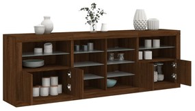 vidaXL Aparador com luzes LED 202x37x67 cm carvalho castanho