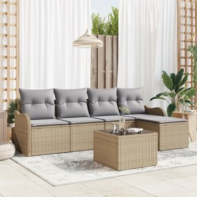Conjunto de Sofá de Jardim vidaXL de 6 Peças com Almofadas Vime Sintét