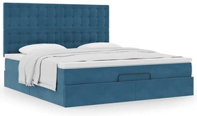 Estrutura cama otomana colchões 180x200 cm veludo azul escuro