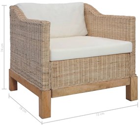 Poltrona com almofadões em vime natural