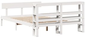 Cama sem colchão 140x190 cm madeira de pinho maciça branco