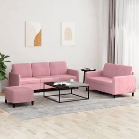 3 pcs conjunto de sofás veludo rosa