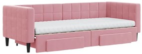 Sofá-cama com gavetão e gavetas 80x200 cm veludo rosa