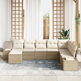 Conjunto de Sofá de 8 Peças com Almofadas Bege em Rattan