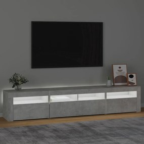 Móvel de TV com luzes LED 210x35x40 cm cinzento cimento