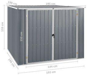Abrigo de jardim 195x198x159 cm aço galvanizado cinzento