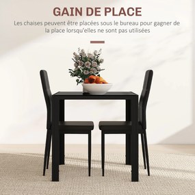 Conjunto de mesa de jantar e cadeiras para 2 pessoas, tampo retangular em vidro, para cozinha, sala de estar ou casa, preto