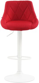 Banco de bar Lazio em tecido e com estrutura branca 46 x 83-104 x 49 cm Vermelho