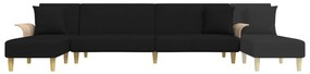 Sofá-cama em forma de L 279x140x70 cm tecido preto