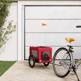 vidaXL Reboque bicicleta p/ animais tecido oxford/ferro vermelho/preto